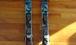 In good condition, perfect for your snow park enthusiast! Marker Bindings included. Purchased new at Tommy and Lefebvre for $250. Used for 2 years before outgrown by my son. Cool artwork on the skis. Ski width specifications: 109-76-99 mm. Radius 12 m.