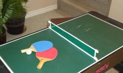Odyssey Sports Table (Air Hockey, Foosball, Table Tennis, Bowling etc), works great. 46"L x 24"W x 32"H
