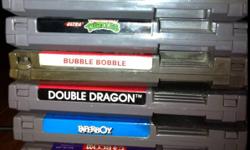 I have 15 NES games for sale. The titles are:
Robocop
Double Dragon
Double Dragon 2
Teenage Mutant Ninja Turtles
Bubble Bobble
Paperboy
Ducktales
The Simpsons Bart vs the Space Mutants
Super Mario/Duck Hunt
Teenage Mutant Ninja Turtles 2 -The Arcade Game