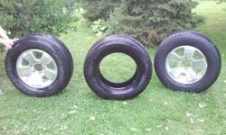 Two original Toyota Tacoma alloy wheels with three P265/65R/17 tires. Tires and rims in great shape. Will fit 2005 to 2011 Tacoma's. IF THE AD IS STILL UP THEY ARE STILL FOR SALE.