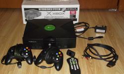 I am selling my gently used xBox system.  This includes:
console, remote control sensor, remote control for DVD operation, two controllers, power cable, A/V cable
 
I am also selling 34 games with this system as a bundle.  The games are varied and include