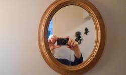 Authentic ANTIQUE PINE OVAL PICTURE FRAME with mirror. 10 1/2" wide x 11 3/4" tall. LOCATED in DUNCAN.