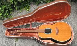 Ovation acoustic electric steel string guitar in great condition, with form-fitted Ovation hardshell case, strap, and new D'Addario strings installed. Recently had a Fishman AG series 094 under-the-saddle piezo pickup installed along with a Â¼" jack. The