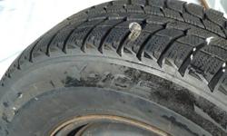 Excellent tires on rims.  2 available.  Only used the end of one season.  Less than 3000 km. usage.  $75 each or best offer.  Tires are no longer needed as a new vehicle was purchased.