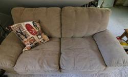 soft fabric sofa and love seat set
Palliser is Canadian made in Winnipeg
purchased new about 7 years ago from Madisons in Regina
never used new condition
couch is 35 inches deep by 90 inches long
love seat is 35 inches deep by 70 inches long