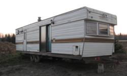 30ft Park Model Trailer 1980 TravelAir
2 Bedrooms, Kitchen with double sink, Bathroom w/ tub
Large living room.
Trailer has 2 large tipouts
Great for private property
asking 750$ or best offer.
