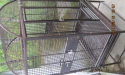 have a large parrot cage for sale. Brown finish , EXCELLENT condition (no rust or paint missing etc). 3 feeder doors that swing open so you can change food and water from outside of cage.  Cage has "seed guards" ,measurements are...22" depth, 24" width
