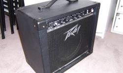 Like NEW condition!
Great practice amp for beginners.
The Peavey Rage 158 TransTube is a 15W Guitar Combo Amp.  15W delivers a plenty of power as a practice amp or even jamming in a relatively large room. It has a heavy-magnet 8" Blue Marvel speaker, 2