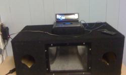 2008 pioneer cd player , mp3 plug in on front
2008 pioneer 800watt 2 channel amp
dual 10" 400 watt sub's in carpeted , ported box
also come with aux with remote wire , & ground for amp
do not have a extra main power cord 
everything all work's perfect no