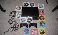 80GB PS3 with hardware chip to play original PS games! It also comes with 2 controllers and 12 games including
TimeShift (PS3)
Lost Planet (PS3)
Folklore (PS3)
Motor Storm (PS3)
Stuntman Ignition (PS3)
Grand Theft Auto IV (PS3)
Final Fantasy XIII (PS3)