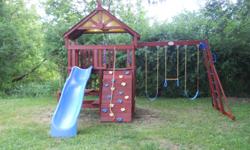 Sunray Cedar Premium Play structure bought at Costco in 2006 ( $1800.00) . In storage the last 4 years. I have the owners manual and parts identification guide. Newly stained. Includes, slide, rock climbing wall with rope, climbing ladder, picnic table,