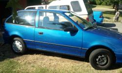 Make
Pontiac
Model
Firefly
Year
1992
Colour
Blue
kms
290000
Trans
Manual
3 cylinder, 5-speed manual. $30 bucks fills the tank. Mechanic maintained. New tires, no rust, no accidents. Interior near mint condition. Radio/CD, heat, defrost all in working