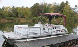 20' Misty Harbour Pontoon Boat in excellent condition.  30 hp mariner.  Power Trim Motor. Bimini top.  All seats recovered last year.  Runs great.  Well cared for.  $5,500.00 (Paid $13,600 new)
Please call 705-689-1356
