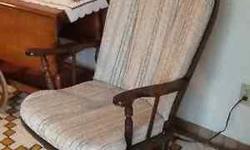 Solid wood construction rocking chair. Barely used.
Dimensions:
height 39"
width 24"
length 28"