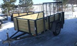 2012 Quality made 5 x 8 or 6 x 10 enclosed box trailer
5 x 8 - $1399.00
5 x 10 -$1499.00
6 x 10 - $1599.00
Great for gardening, ATV's, Dirt bikes, Garden tractors, wood, moving small equipment etc
15'' wheels with trailer tires
Rear ramp gate that folds