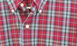 Ralph Lauren Mens size Large. Classic Fit. Plaid red/blue. Excellent condition. 1st image shows colour best. Measures approx.; shoulder seam to shoulder seam 20"; Sleeve 25 1/2"; Back centre collar to bottom hem 33 1/2"; Underarm to underarm 24".
See my
