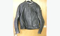 Mens Teknic Leather Riding Jacket , item #I-12599. Size 50/60 Features elbows and shoulder protection padding, includes liner. Price of $389 includes all taxes. PLEASE REFER TO INVENTORY #I-12599 WHEN INQUIRING. We also have more items for sale at The Bay