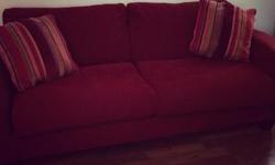 Good sized Red Couch for sale with beautiful multi-coloured cushions in fairly good condition.
Asking $150.00
Please contact if interested
