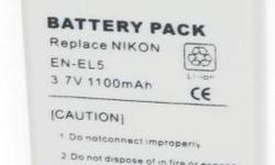 NEW ENEL5 EN-EL5 LI-ION BATTERY for Nikon Cameras
-Non-OEM new replacement battery
-Compatible With: Nikon:CoolPix 3700, 4200, 5200, 5900, 7900, P3, P4, P5000, P5100, P6000, P80, P90, S10
-New EN-EL5 / CP1 Compatible Li-Ion Battery
-High capacity,