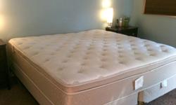 This mattress/box spring set is just over 1 year old (can see manufactured date in photo - was purchased after that date). It is a Restonic memory foam mattress. Both the mattress and box spring are free from any rips, stains, smells, bed bugs, etc. Non