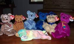 FOR SALE
TY BEANIE BABIES
IN GOOD CONDITION - ALL TAGS STILL ATTACHED
SOME ARE REGULAR SIZED
SOME FROM MCDONALDS
A 2 LARGE ONES
 
 
PICTURE 1
2002 SIGNATURE BEAR
WOODY
CLUBBY 2
CLUBBY
HONORS(CLASS OF 2006)
MILLENNIUM
SAMMY
 
PICTURE 2
JABBER
KUKU