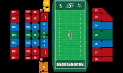 Awesome seats Midfield, first $100 takes both tickets. Sec 104, Row 2, seats 20 & 21. 1 Adult ticket and 1 Youth ticket (which can be upgraded to an adult ticket at the rider ticket office at Mosaic Stadium)