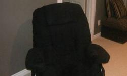 I have a black "suede like" rocking chair. Good condition. If interested please call 623-4230 or email.