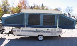Been stored for last 8 years, Rockwood Preimer tent trailer, Model 1901, 12 foot, top is like brand new no joke, sleeps 5 or 6, 1 queen bed, 1 double bed, 1 bed where table folds down, sink, fridge, furnace, 110 electrical system, 12v amp, awning,