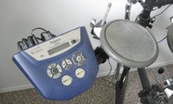 Great condition; includes drum sticks, drummer throne, manual, instructional vhs video, AC power supply. Lightly used; Works perfect. $650.00 negotiable Can deliver.
Specs: 64 Voices; Drum Instruments: 1,024, Backing Instruments: 262; Preset Songs: 150,
