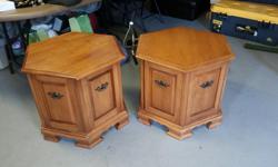 these beauty tables belonged to my grand mother and are solid Roxton Maple. these magnificent pieces of furniture have been around for as long as I can remember which isn't long really but I'm told they are like 30+ years, WOAH! thats old.
although they