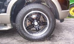 I am selling a set of 4 RTX  rims only. All 4 rims are in great condition. Only used for 2 months.  Call or email for a time to look at them. Thanks. Rim sizes are on the photo below. I had them on a 2004 ford explorer 5 bolt pattern. Will fit other