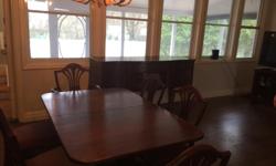 Solid Mahogany Dining Room Set for sale .... includes dining table, one leaf, six chairs (one captain's chair), china cabinet and buffet. Chairs need to be re-upholstered. Price is negotiable - MUST GO
Antique Ladies Make-Up Table/Vanity - must go-