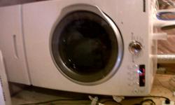 Only 2 months old Brand New Condition paid over 3000.00 brand new still has manufacture warranty...Samsung Quiet Load Feature for main floor laundry room comes with the pedastals which are 199.00 or more each they have never been used to store anything
