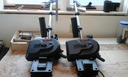 Two Scotty 30" electric downriggers with pedistall bases, 350' of braided line, good working condition.