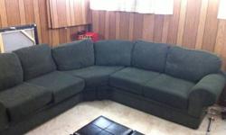 Green sectional corduroy type material couch. Comes apart into 2 pieces in middle of couch. No rips/stains/fading. In great condition. Barely used. Need gone ASAP so I have room to start my basement renovations. $500
Pic #2 is close up of the material but