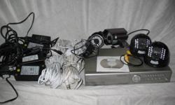 Q-See security cameras, 2-outdoor, 2-indoor, low light, 4-60' cables, DVR, power supplies. very good condition. 250-328-9980