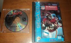 Up for sale are two Sega CD games:
- Joe Montana's NFL Football &
- Bram Stroker's Dracula
The games are in excellent working condition, no scratches that I can see on the disc's, but the case has a chip in the top left corner but still closes fine,
These