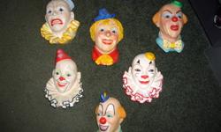 Set of 6 pcs- Clowns..Ceramic Heads...to hang on wall.
 
High Quality artwork on these pcs.