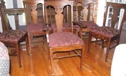 Set of six dining chairs. Solid wood, feathered finish. Circa 1920's.
Text 902-330-7819