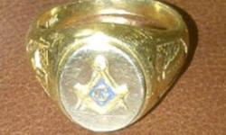 Solid 10K Gold Custom made, one of a kind real, Mason Ring.
 
A beautiful heavy ring.
 
Don't tell anyone it's for sale. It is a secret.
 
This was used in all ceremonies associated with Masons secret meetings.
 
I can say no more.