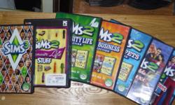 All in great condition and in perfect working order
sims 3 opened but not used $20.00
Sims 2 Double Deluxe $10.00
Sims 2 University Life Collection $10.00
Sims 2 Best of Business Collection $10.00
Sims 2 Glamour Life Stuff $5.00
Sims 2 Apartment Life