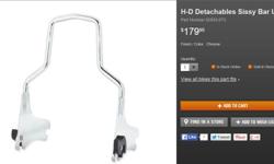 Harley-Davidson Detachable sissy bar 52933-97B to fit '97 - 2008 FLHR, FLHT, FLHX, and FLTR, comes with 52907-97B backrest pad