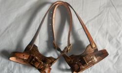 LEATHER STRAPS, ADJUSTABLE UP TO SIZE 13, HAND MADE
BY 80 YR. OLD CRAFTSMAN 30$ a pair ,if u can see this ad,YES,they r available,,,click on (VIEW SELLERS LIST) to see more cool stuff,i also make straps for guitars, rifles, knife sheaths, etc.