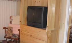 Solid Raised Panel Pine Armoire & two Night Stands.
The armoire is 42" wide x 25" deep x 84" high; the drawers are 37 Â½? x 21 Â½? x 7 Â½?" (that is inside the drawer measurements). The armoire is on wheels to roll easy and has special hinges that fold the