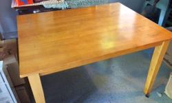 This is a solid wood small table that needs a refinish but otherwise is in great condition.
Size is approximately 3 feet square.