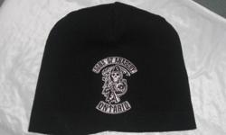 I have only 4 of these
Sons of Anarchy
Embroidered Toques
19.95 each
I also have a few Skull  Caps, same price, also embroidered
Hamilton
289-808-3815
