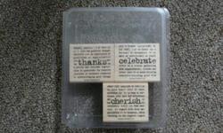 Mega Deals!
I am getting out of scrapbooking and looking to sell my stamps.  Please keep in mind that regular Stampin' Up! prices are usually $5 per stamp in the set...so these are great deals!
Stampin' Up!
Set of 3 - "Thanks", "Cherish", "Celebrate"