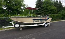 21 foot starcraft, mariner 210 with Jhonson 110 VRO center console,deep V hull. Floor replaced 5 years ago and transom last year Excellent lake ontario boat. Ezloader trailer with LED lights and good rubber.3 on board battery's, livewell, overhead Bimini
