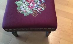 Beautiful needlepoint stool.
18" x 18".
Hardwood frame.
Very sturdy and in good condition.
Downsizing and Moving!
