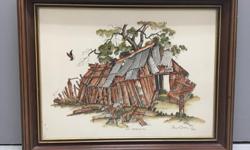 Stuart Oldale Hand Colored Etching "Near Bakerville, BC" Limited Edition Print 193/250. It has a solid wood frame and under glass in excellent condition.